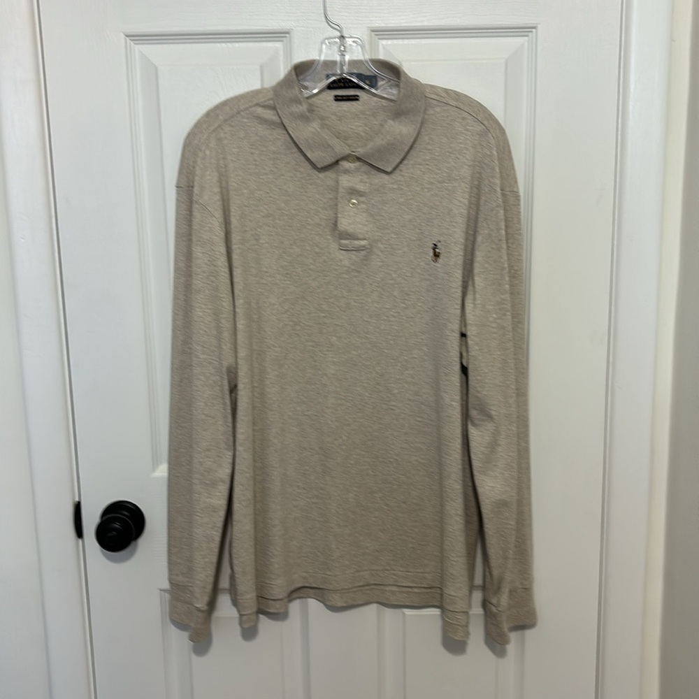 Polo by Ralph Lauren Men's Grey Pima Soft Touch Long Sleeve Shirt